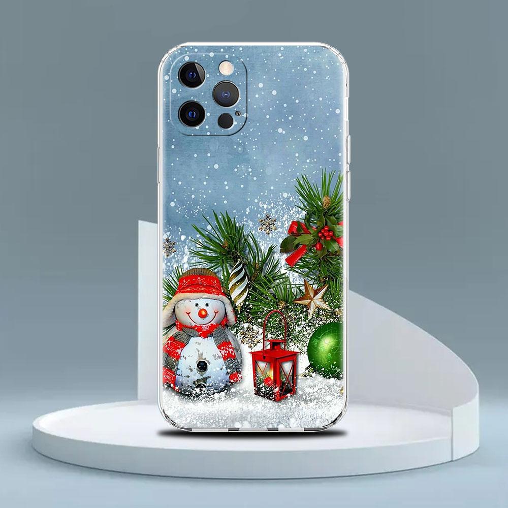 Cartoon Snowman Christmas Clear Case For Apple iPhone 13 11 14 12 Pro 7 8 Plus XR X XS Max 6 6S 13Pro Silicone Phone Cover