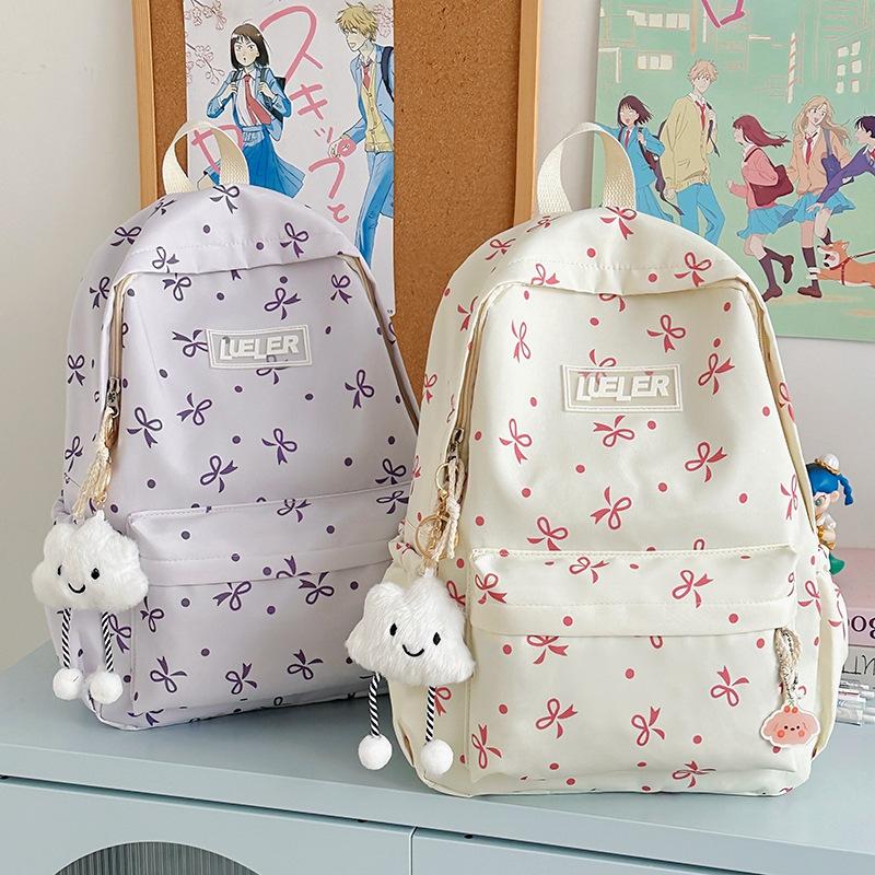 Schoolbag new student schoolbag cute large capacity floral junior high school backpack girl fresh bow ins backpack