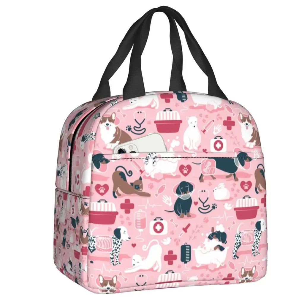 Custom Dachshund Sausage Dog In Florals Lunch Bag Women Cooler Warm Insulated Lunch Boxes for Adult Office
