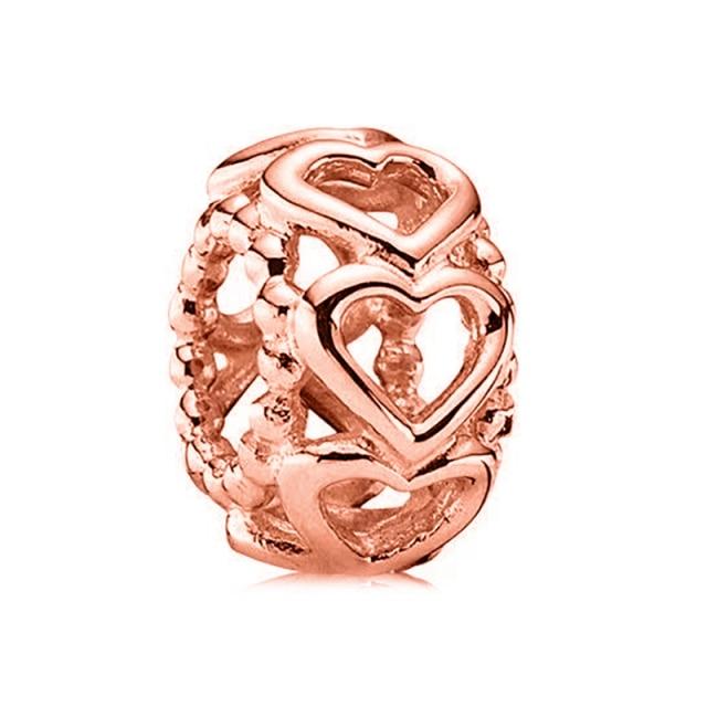 Подвеска из розового золота с цветком в виде листа и короны в виде сердца — фото 32