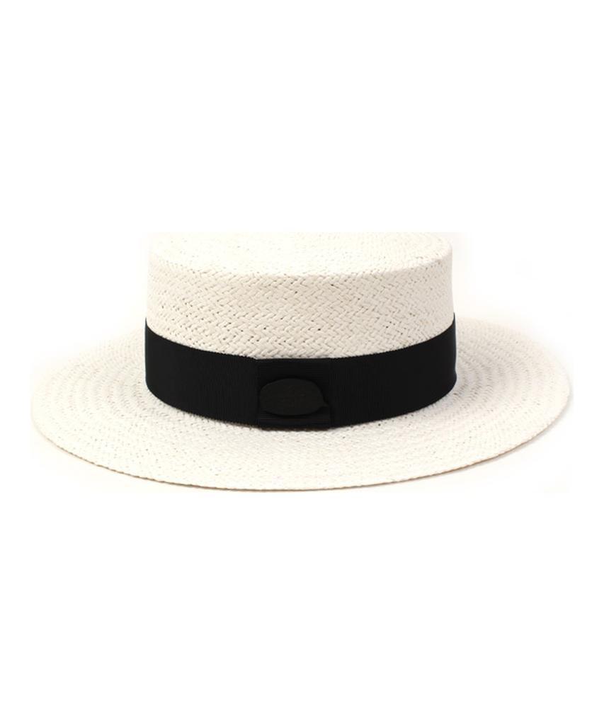 Black Metal White Flat Panama Hat
