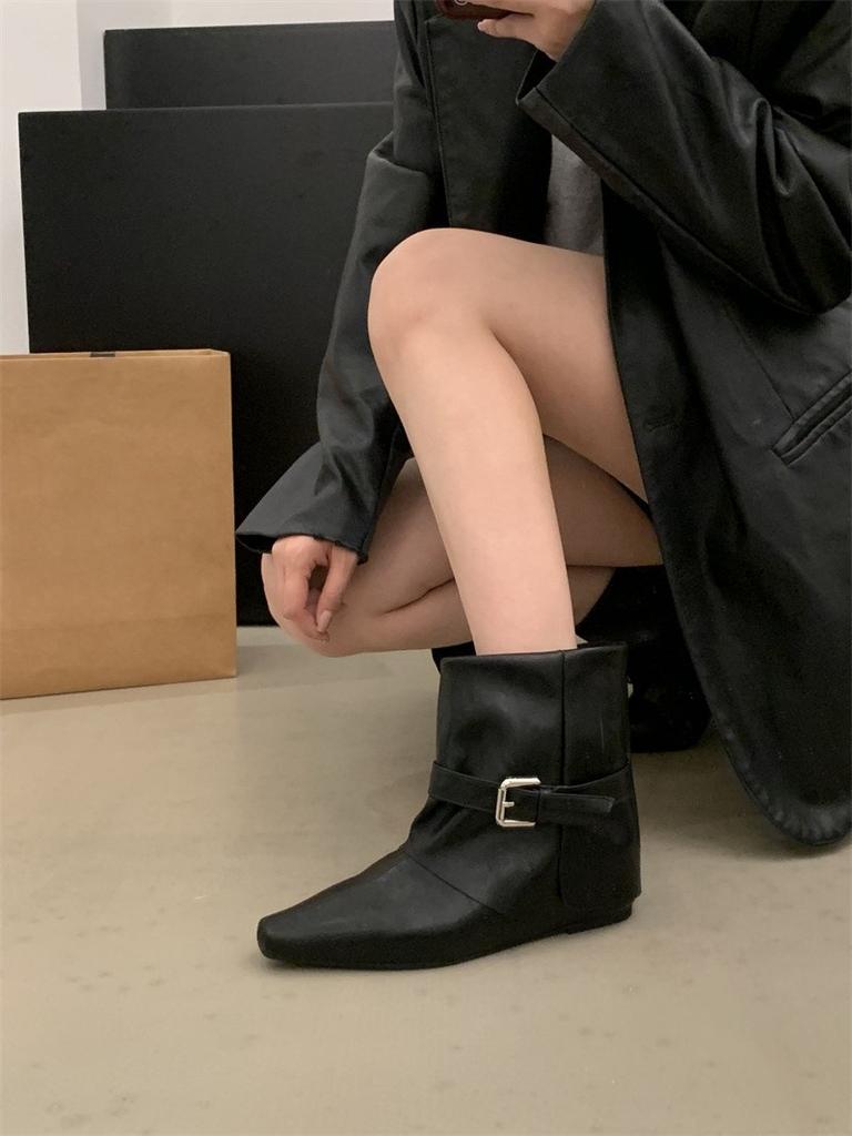 Vintage Maillard niche spitse korte laarzen skinny enkellaarsjes herfst Martin laarzen blote enkellaarsjes