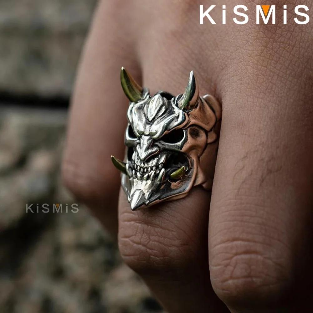 1PC Men's Vintage Stainless Steel Skull Ring Punk Jewelry Adjustable Size Ghost Mask Ring Gifts for Him