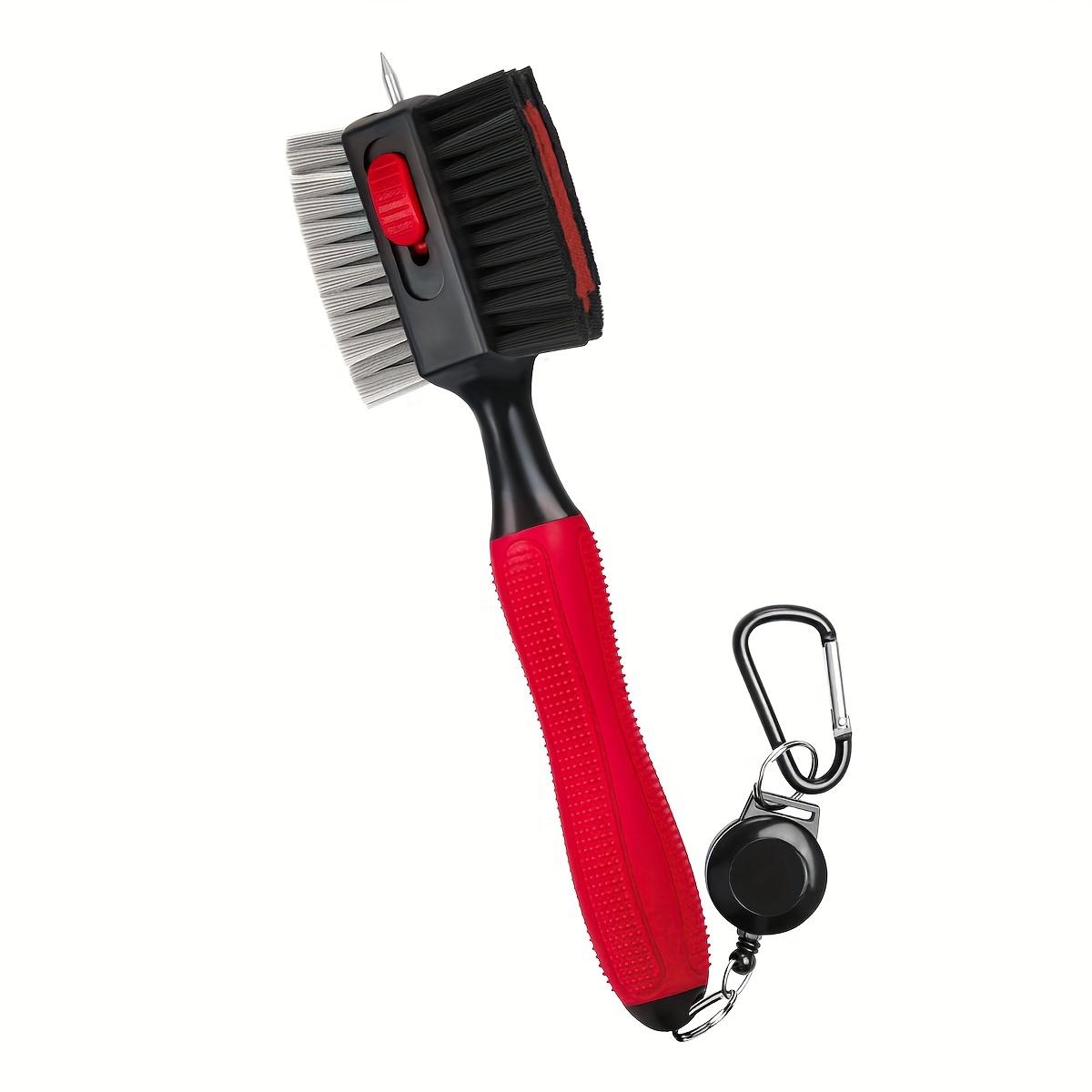 

Dual-Sided Golf Club Cleaning Brush Retractable Groove Cleaner with Carabiner 2-in-1 Wire & Nylon Brush for Irons Drivers Wedges червоний