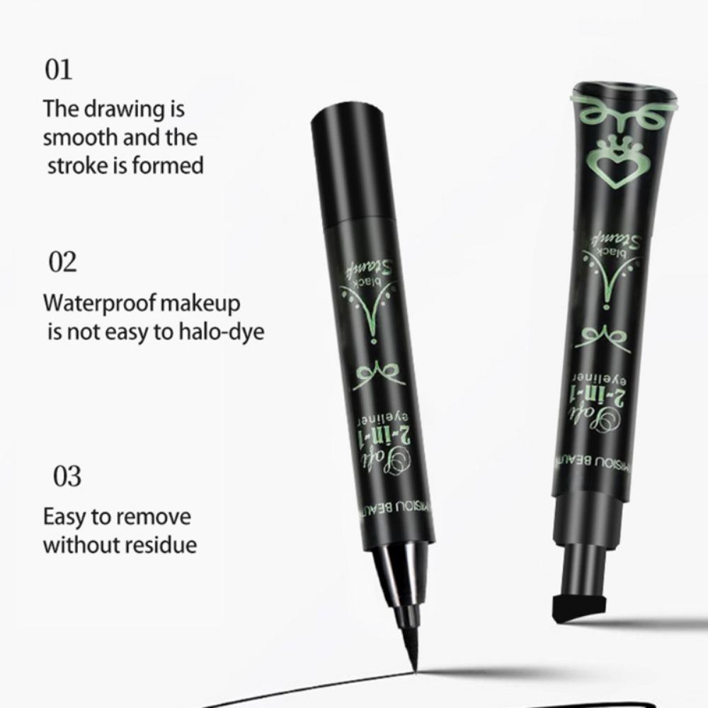Misiou Beauty Double-ended Seal Eyeliner, Quick-drying, Waterproof, Long-lasting, Non-smudged, Ultra-fine 2-in-1 Eyeliner Liquid Pen for Open Corners