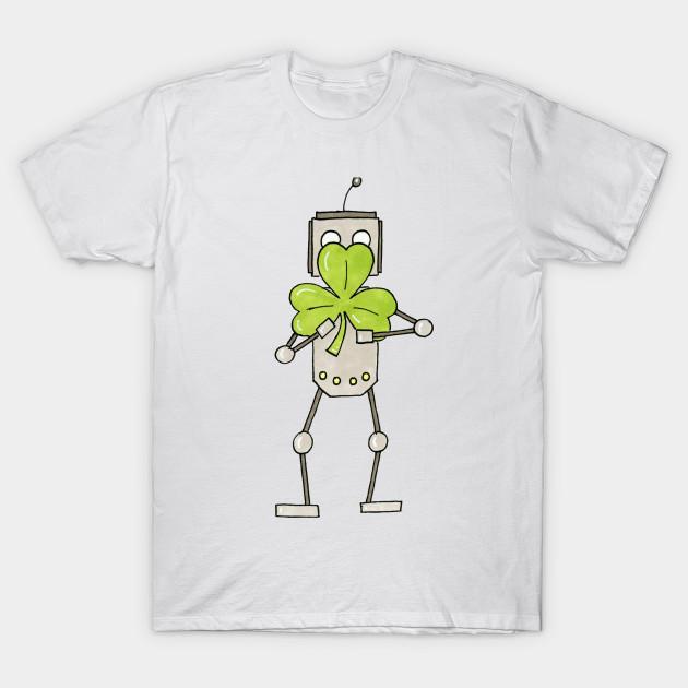 Men Black Print T-shirt Clover Robot No-Cut Transfer Paper Print Cotton Tshirt 3XL белый