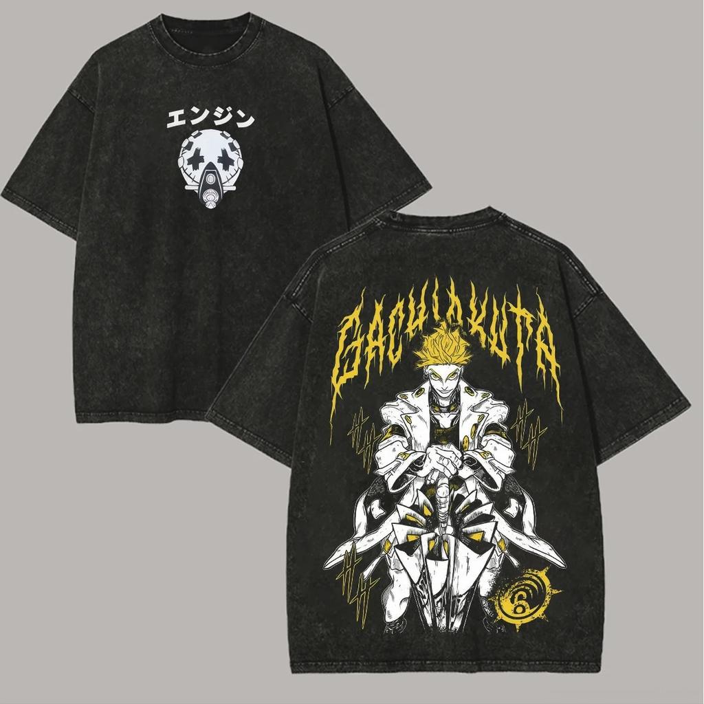 Camiseta Oversized Lavada Enjin Cleaners Gachiakuta Anime Masculina Anime Japonês Manga Feminino Masculino Roupas Lavar Roupas Hip Hop Manga Curta