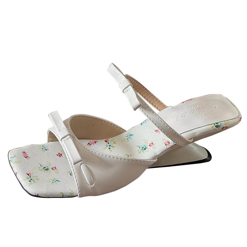 Summer Wedges Heel Women Slippers Fashion Open Toe Butterfly-knot Ladies Dress Slides Lazy Shoes