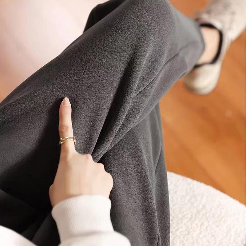 Women Thick Pants Winter Ankle Tied with Pockets Plush Liner Sport Pants Sweatpants Trousers