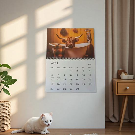 Highland Cow Calendar 2026 Scottish Cow Wall Calendar Hanging Monthly Planner Animal