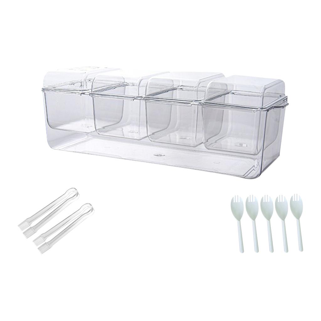 Storage Container with Dividers, Bento Lunch Box for Sliced , Portable Plastic for Kitchen