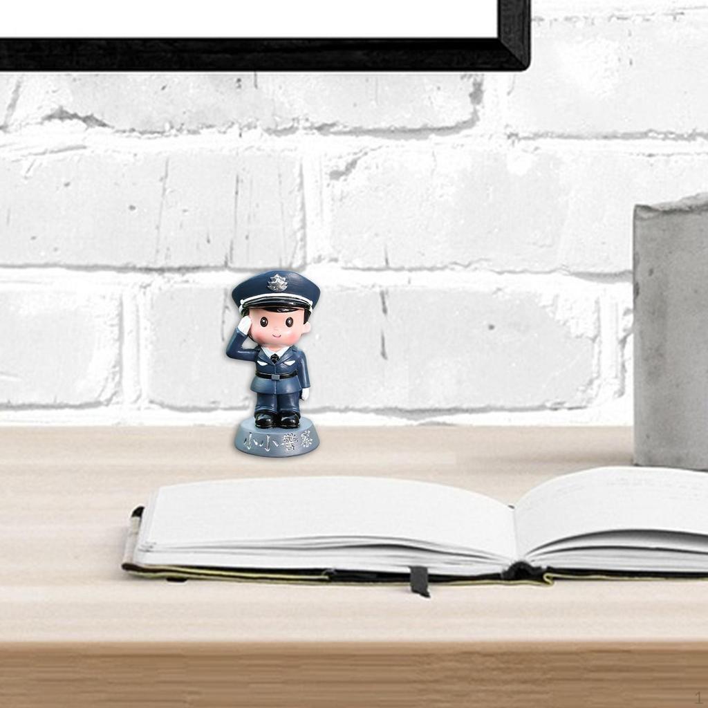 Police -class Statue Cake Topper Sweet Collection Resin Figure Tiny People Model for Sidewalk in The