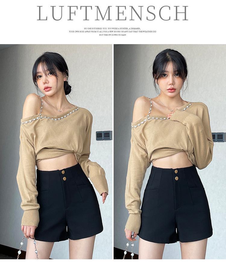 Damskie 2024 Czarne Szorty A-Line z Wysokim Stanem Wyszczuplające - Letnia Wszechstronna Moda Casual