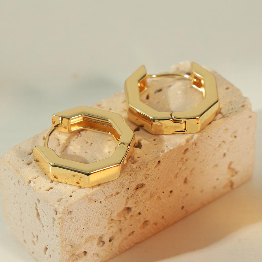 18K Gold Plated Geometric Polygon Earrings - Elegant & Versatile Design