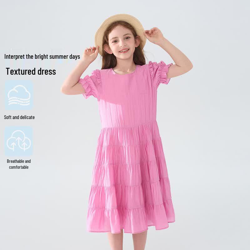Montagut Girls  2026 Summer Sweet Textured Midi Dress 150