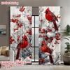 2pcs Charming Poinsettia Pattern Curtains   Romantic Design Light - Filtering Polyester Curtains for Christmas Home Windows