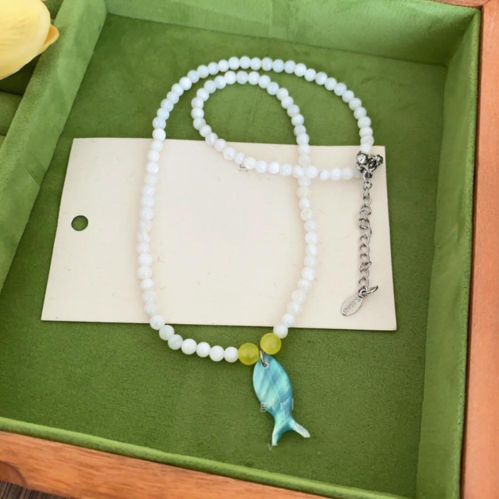 Sweet Mini Fish Necklace Bohemia Ocean Style Beach Choker Trendy Beads Pendant Necklace  Sea