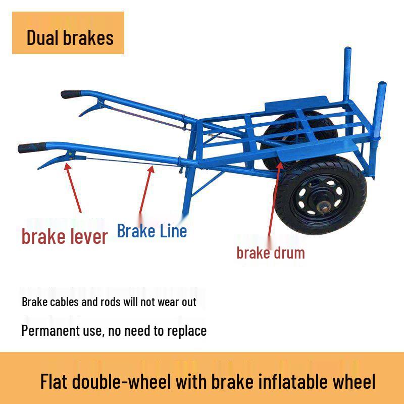 Dual-Wheel Agricultural Wheelbarrow - Small Handcart for Orchard, Construction, or Goods Transport