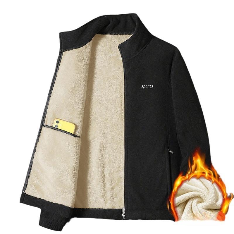 Spring and Autumn New Men's Jackets Fleece Men's Jackets Stand-up Collar Middle-aged and Elderly Cotton-padded Clothes Casual Sportswear
