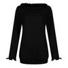 Women's Casual Color Ruffled Round Neck Loose Long-sleeved Woolen Top