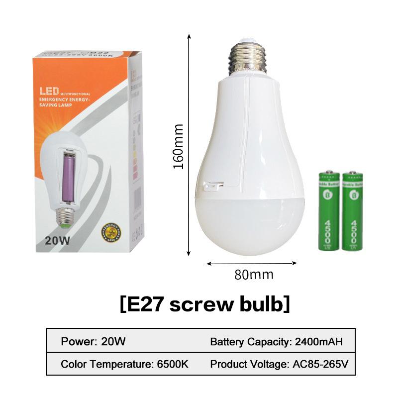 Flicker-Free Led Bulb Light Portable 20W 30W Emergency Bulb Courtyard Outdoor Bulb Power Failure Emergency