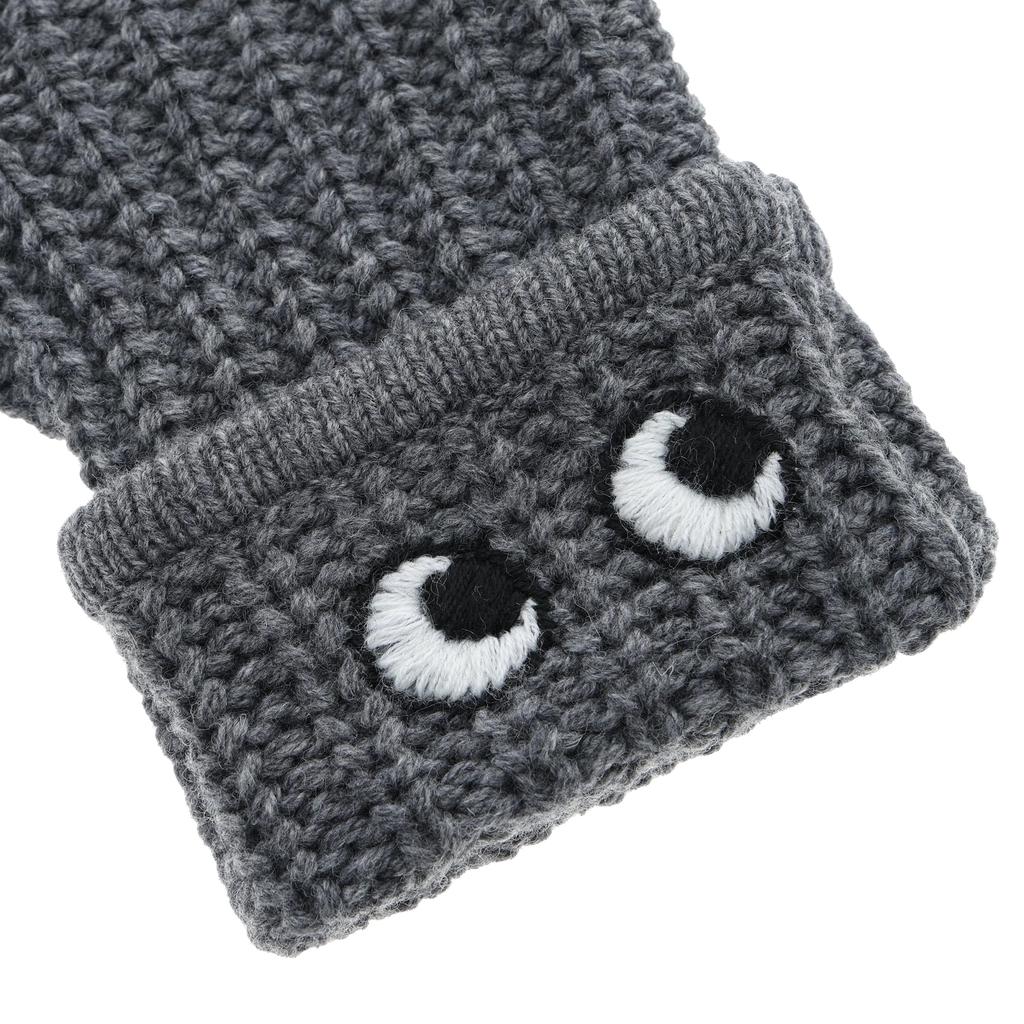Anya Hindmarch Eyes Mittens In Soft Wool Charcoal [Used]