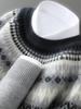 Men's Fair Isle Knit Cashmere Sweater - Round Neck, Retro Jacquard, Soft & Skin-Friendly, Thickened Design, Trendy Style