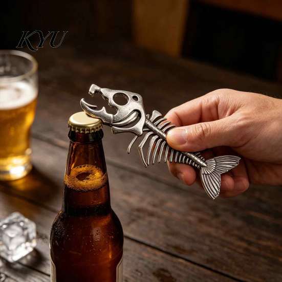 Stevig Legerings Biergereedschap Vintage Visgraat Flesopener, Heavy Duty Dop Creatieve Bar Accessoires Verwijderaar, Professioneel Keukengadget voor Thuis