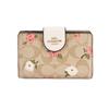 Coach Corner Zip 13 Floral Print Logo Coated Canvas And Leather Wallet Women Wallet Gold Light-Khaki Multicolor CR968-IMOTV