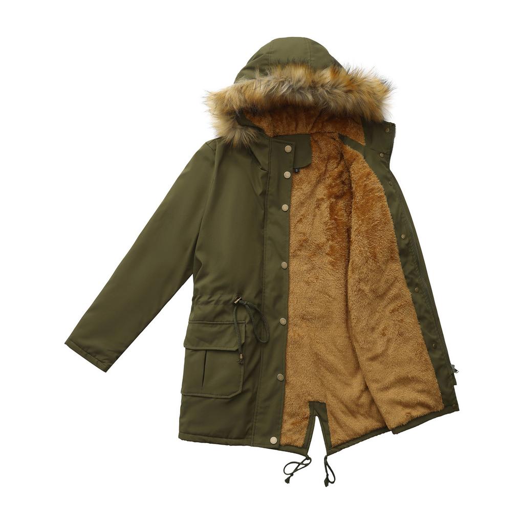 Women's Plush Hooded  Collar Winter Warm Coat Large Size Loose And Comfortable Cotton Jacket
