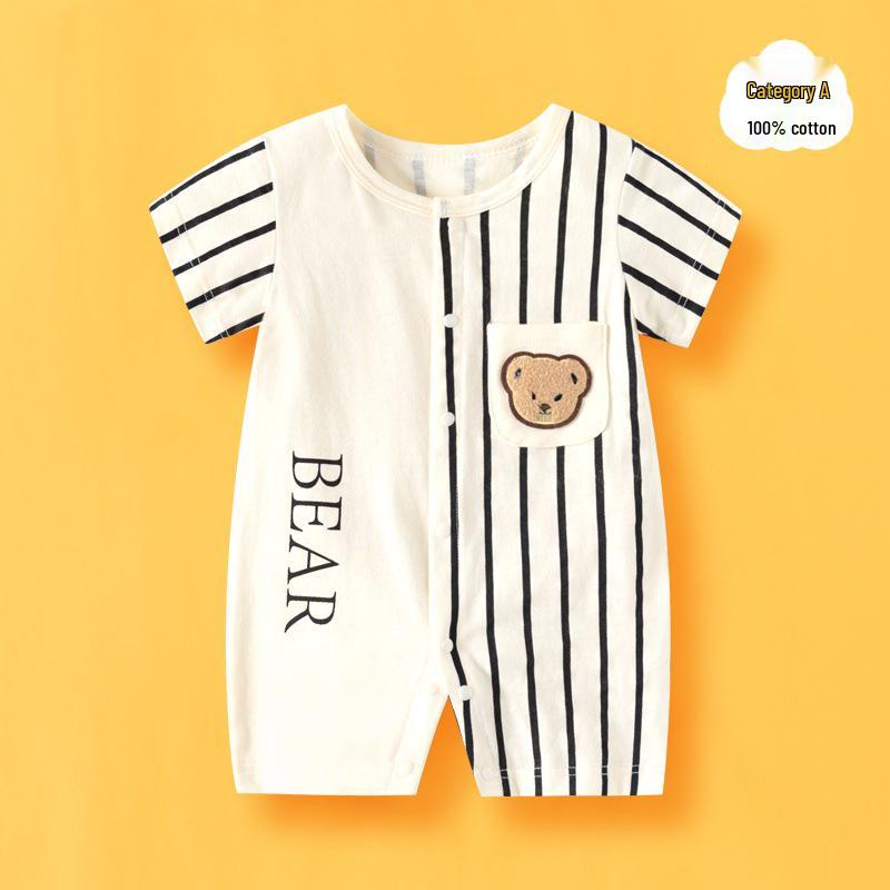 Voyex Zomer Rompertje met Korte Mouwen van Puur Katoen voor Baby's - Kinder Cartoon Kruip Bodysuit 90 cm