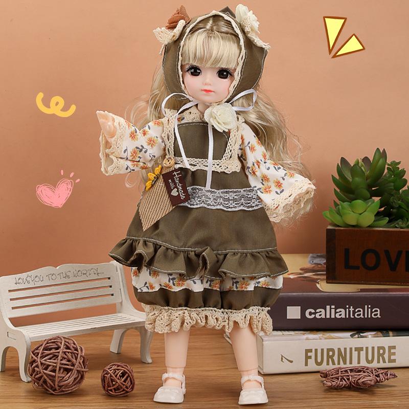 

30см 6-шарнирная кукла BJD принцесса с детским лицом - Идеальный подарок на день рождения для девочек 30cm Full Doll as Shown