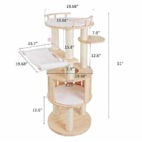 Best Selling Classic Wooden Cat Furniture for Indoor Use Climbing Frame Cat Tree Scratcher Tower Eco Friendly Durable