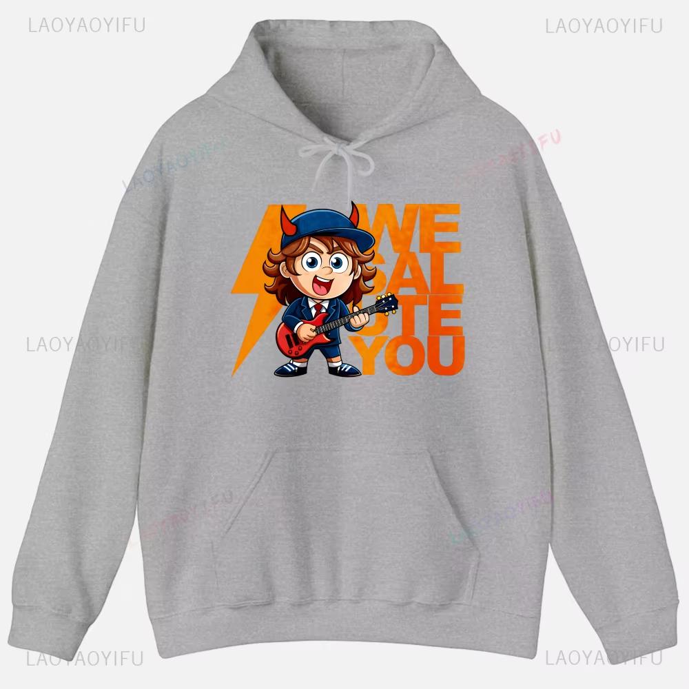 ACDC Printed Unisex Hoodie Plain Clothes Tops Women Long Sleeve Graphic Sweatshirt Quality Clothing Autumn Streetwear Custom Funny