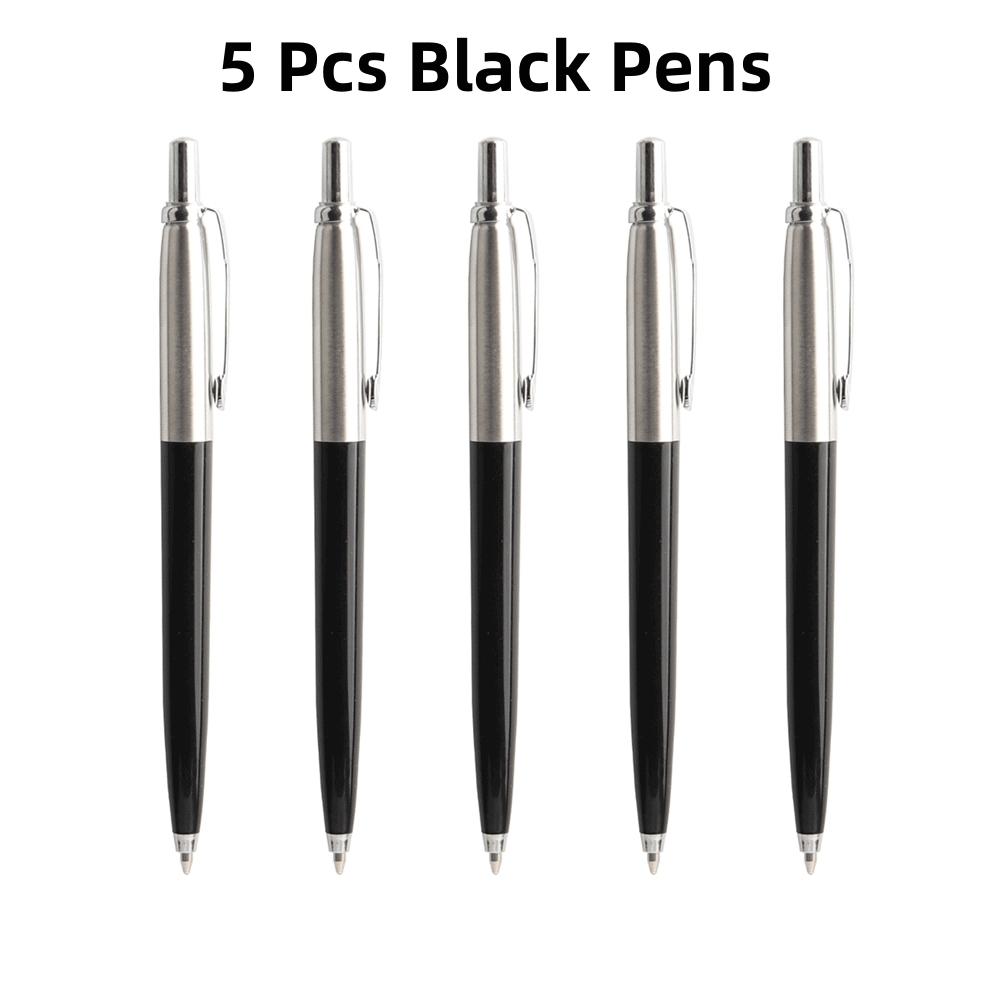 

5Pcs Metal Ballpoint Pens Set,G2 Refill Blue Ink Automatic Pens, Promotional Writing Pens for School Office Stationery Metal Pen