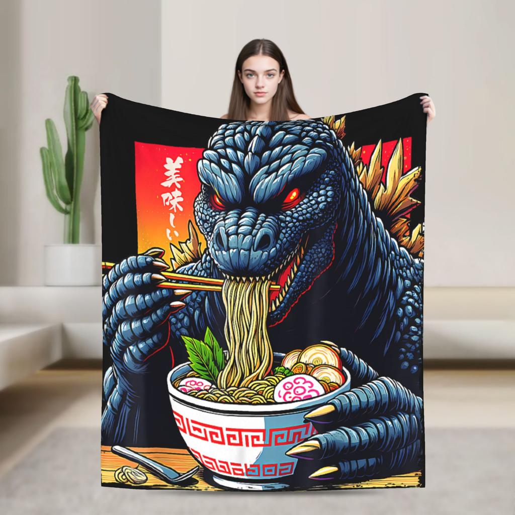 Godzilla Blanket Picnic Flannel Throw Blanket For Couch Bed Super Warm Custom Quality Bedspread Birthday Gift