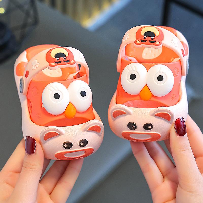 

Children s summer cartoon slippers for boys and girls, suitable for indoor and outdoor wear, non-slip soft-soled toddler baby closed-toe sandals 18-19Code【Inner Length1