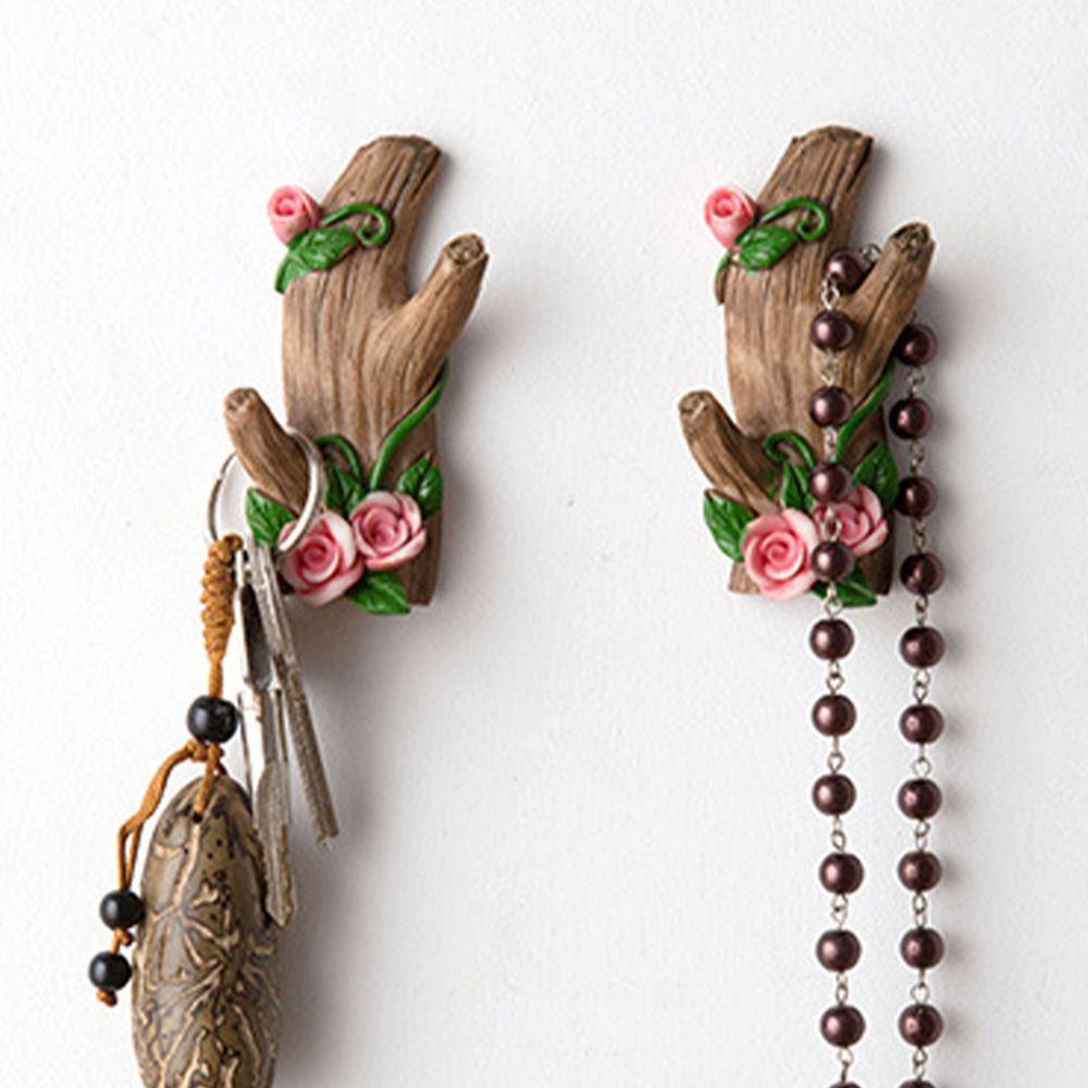 3pcs Creative Strong Sticky Wall Hook Holder Simulation Branch Multi-Functional Key Holder No-Drill Resin Adhesive Hooks Home