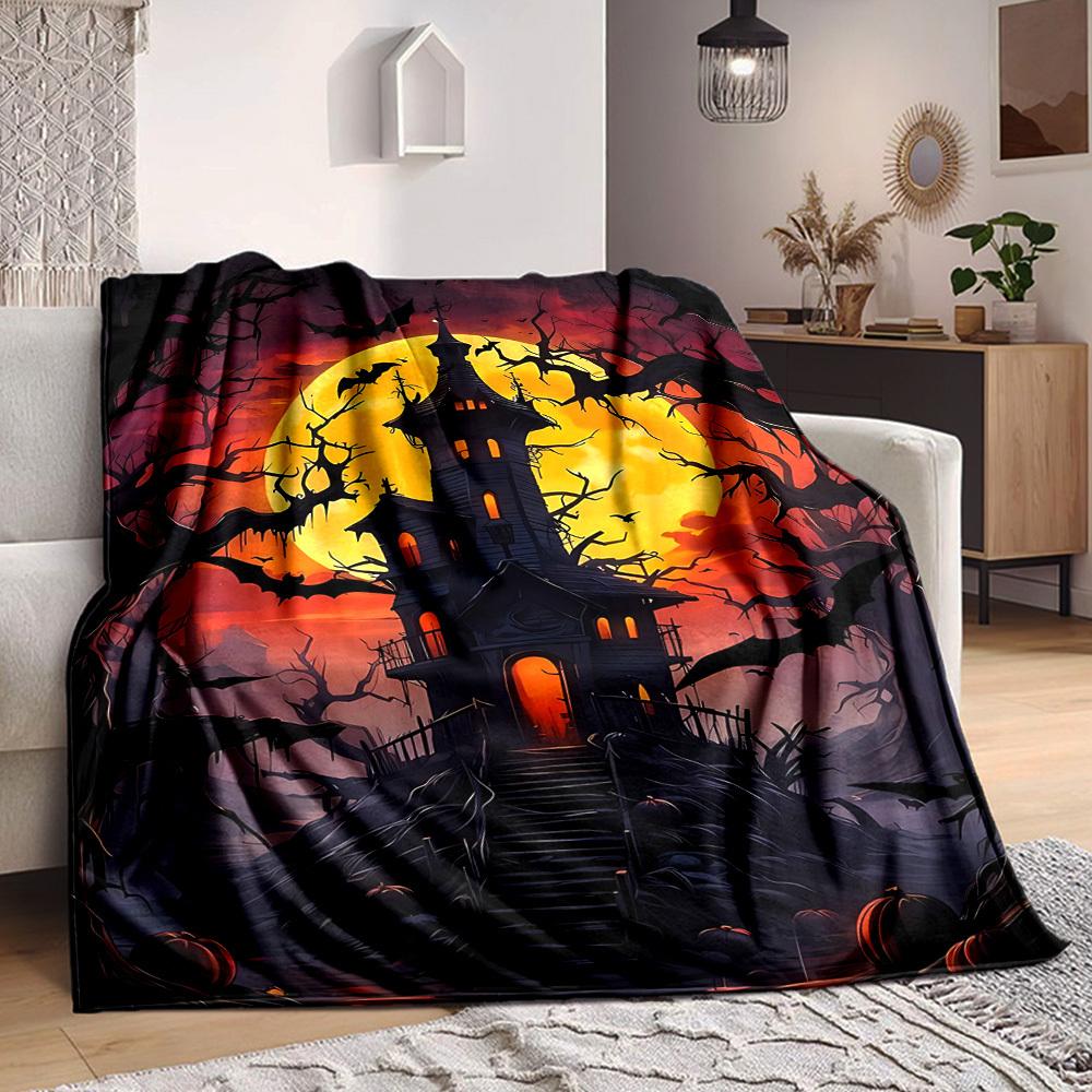 

1PC Haunted House, Halloween Decor Print Blanket, Soft Throw Blanket - Warm & Cozy for Couch, Bed, Office, and Travel yy250912215 75x90cm