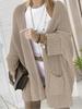 Women's Knit Pocket Cardigan Sweater - Solid Color, Loose Fit, Autumn/Winter Fashion