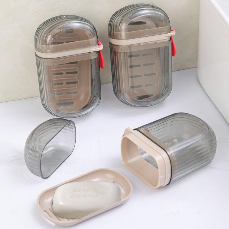 1/2/5PCS Leakproof Soap Tray - Portable Bathroom Soap Box with LidTransparent Drain Tray for Travel Camping