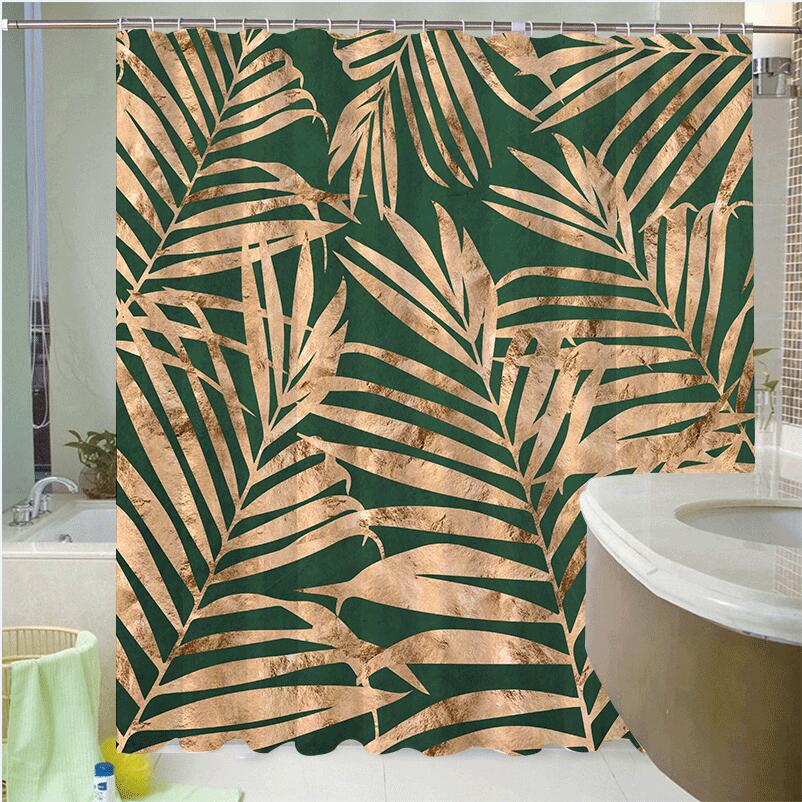 

Водонепроницаемая занавеска для душа с психоделическим узором, домашний декор, зеленая занавеска для душа с принтом тропических листьев 90x180cm