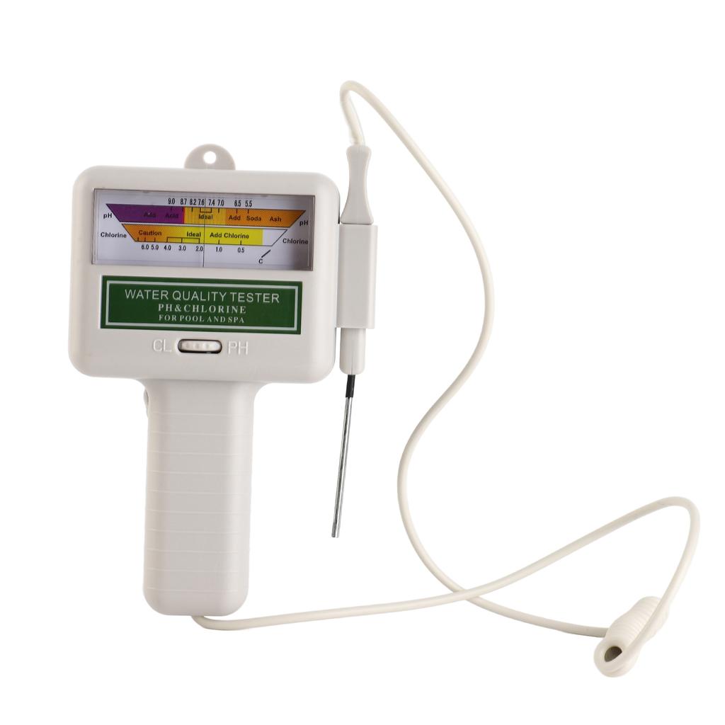 Swimming Pool Water Quality Tester 2 In 1 PH CL2 Detector with Display Screen for Spa Aquarium Hydroponics White