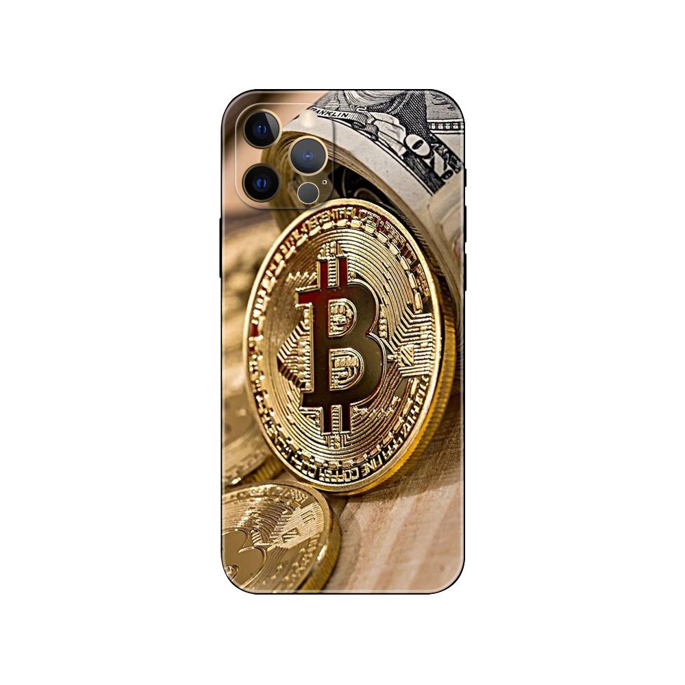 Schwarze TPU-Hülle für iPhone 5 5s se 2020 6 6s 7 8 plus x 10 XR XS 11 12 13 mini pro MAX Rückseite Bitcoin