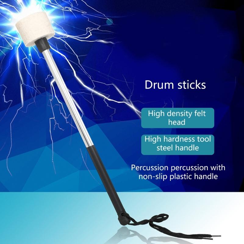 Felt Mallets Sticks Stainless Steel Nonslip Handle Drumsticks Drum Mallet Stick Percussion Stick for Marchings Bass Drum