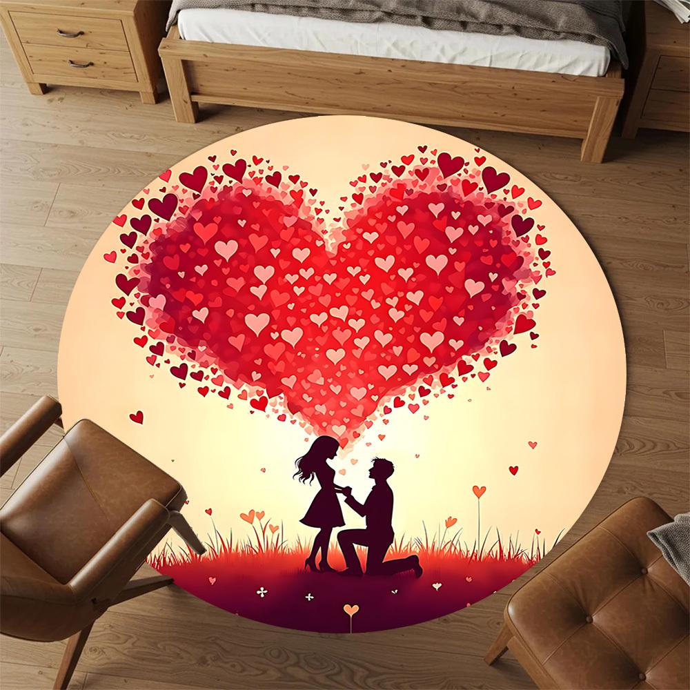 1pc love proposal Round Chair mat Area Rug - Non-Slip, Floor Mat for Office, Bedroom, and Indoor Decor c1125286