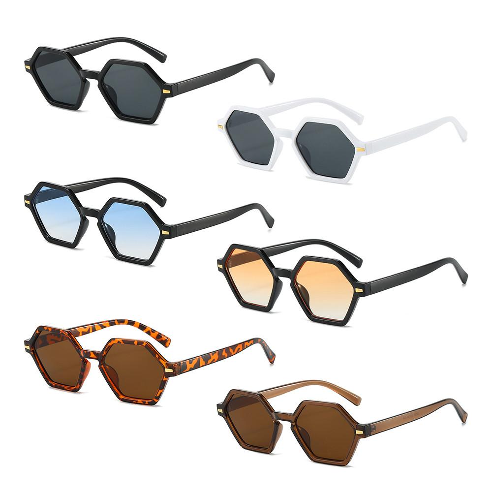 Trendy Hexagonal Small Frame Sunglasses Hip-Hop Style Uv400 Rivets Decoration Shades Sun Glasses For Women & Men
