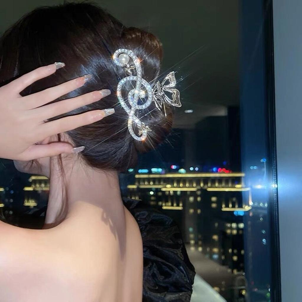 Fashion Musical Note Rhinestone Butterfly Hairpin