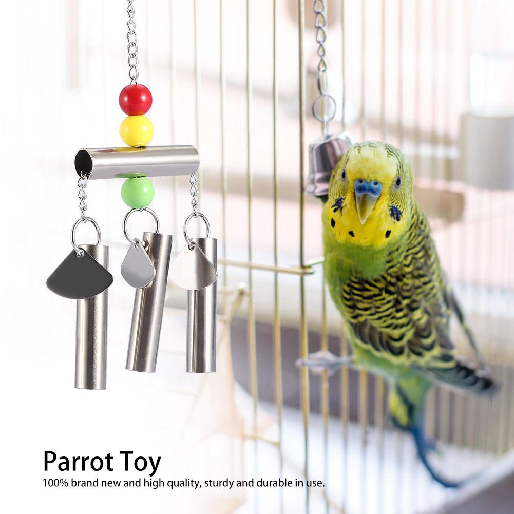 Stainless Steel Bell Toy for Birds Middle large Size Parrot Standing Toy Cage Decor