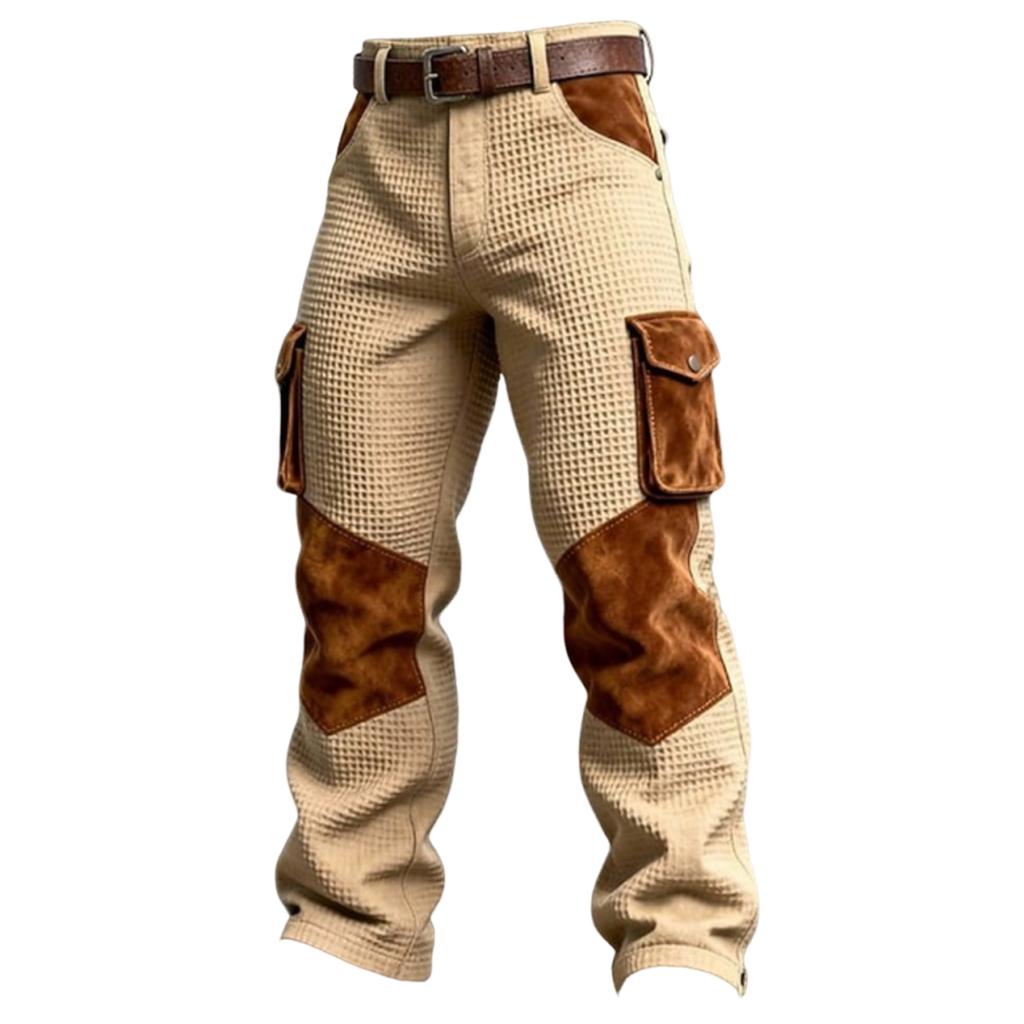 Men's Loose-fitting Solid Color Drawstring Corduroy Casual Pants With Multiple Pockets And Straight Leg